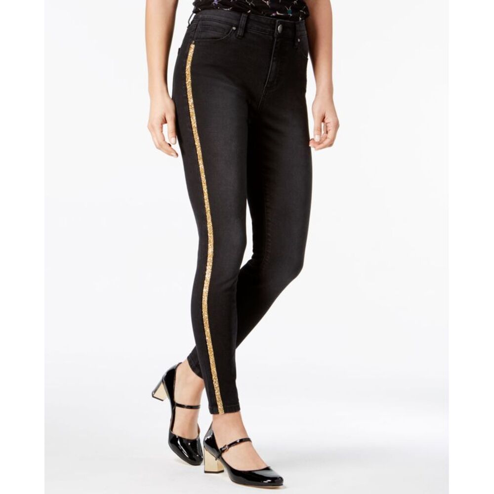 Tinseltown Juniors Glitter Stripe Skinny Jeans